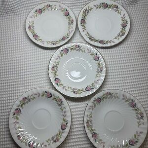 Creative Regency Rose 2345 Japan 6” Bread Plate Set 5 Gold Trim